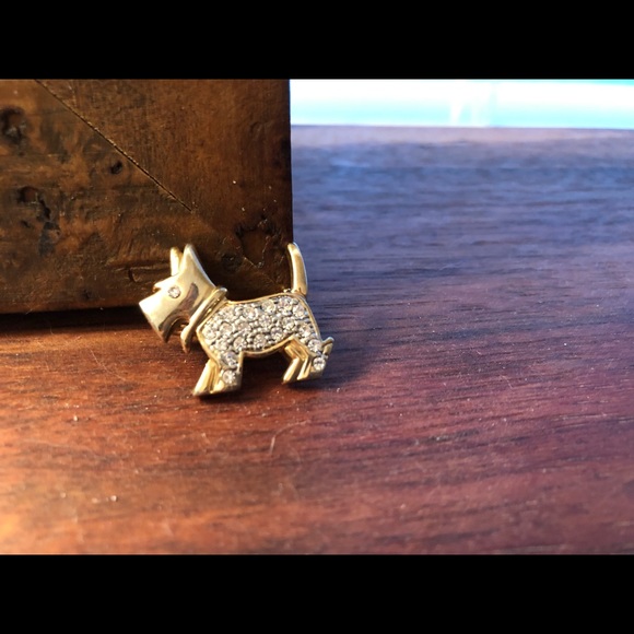 Gold tone & Rhinestone Scottie Dog Pin - Picture 7 of 7